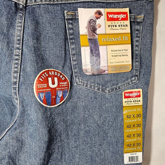 Wrangler Five Star Relaxed Fit Straight Leg Denim Jeans NWT Men's 42" x 30" - Picture 4 of 9